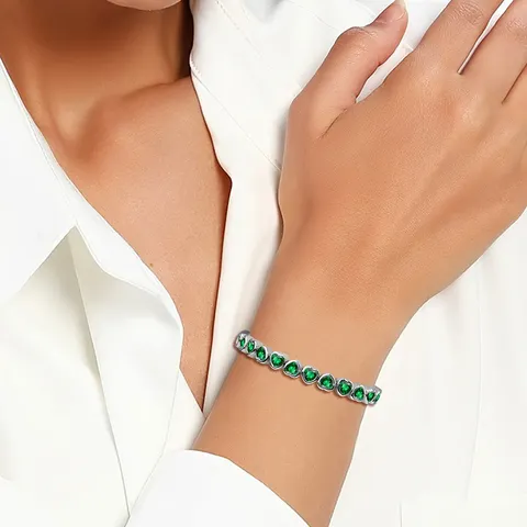 Heart Green Zirconia Bracelet Hip Hop Ins Minimalist Niche Design Women’s - view 2
