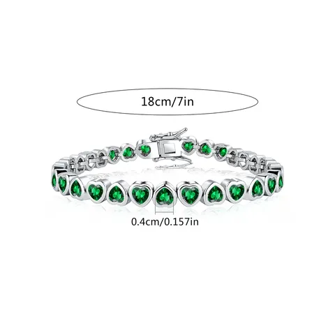 Heart Green Zirconia Bracelet Hip Hop Ins Minimalist Niche Design Women’s - view 3