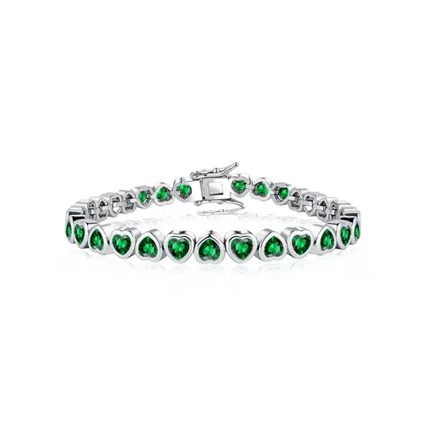 Heart Green Zirconia Bracelet Hip Hop Ins Minimalist Niche Design Women’s - Plated Brass jewelry made by BlueOne Jewelry