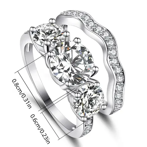 Inlaid Zirconia Ring Europe and the United States Men’s and Women’s - view 3
