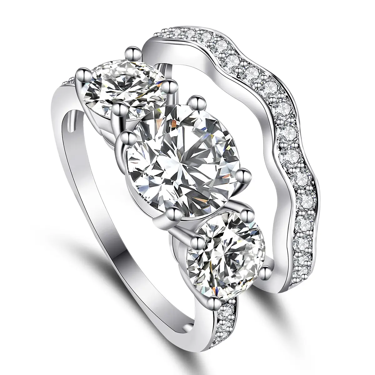 Inlaid Zirconia Ring Europe and the United States Men’s and Women’s made by BlueOne Jewelry