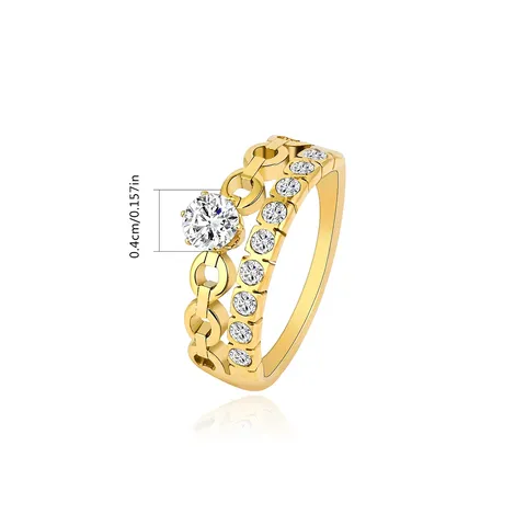 Jewelry European and American Simple Personalized Gold with Diamonds Flash Diamonds Ring - view 3