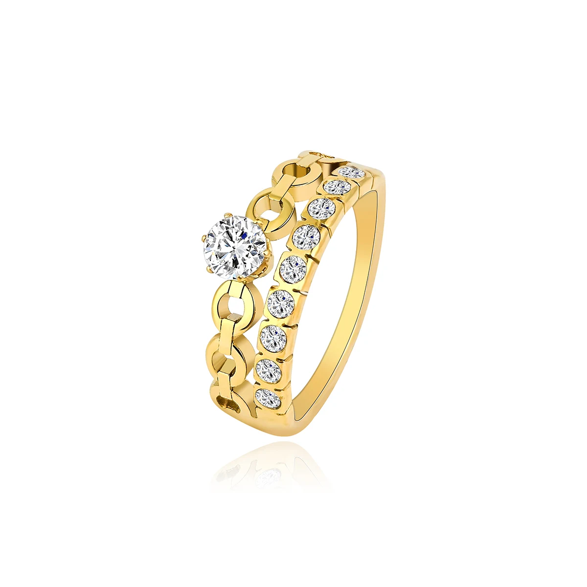 Jewelry European and American Simple Personalized Gold with Diamonds Flash Diamonds Ring made by BlueOne Jewelry