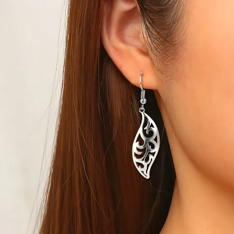 Retro Ethnic Style Geometric Hollow Carved Flower Earrings Niche Hundred Match - view 2