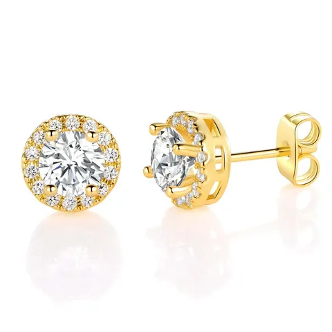 Pop Micro-set Zirconium Earrings Fashion Simple Advanced a Single Pair Set - Plated Brass jewelry made by BlueOne Jewelry