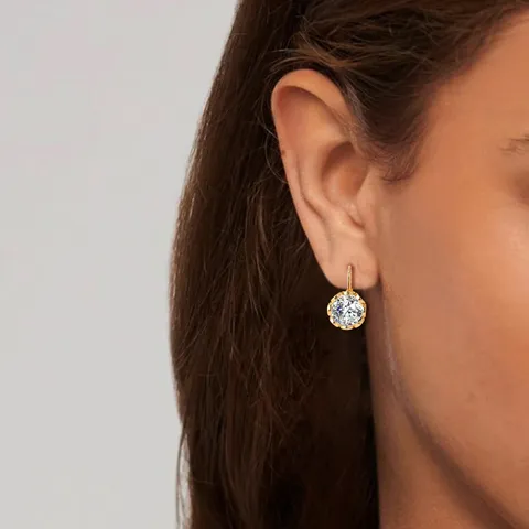 Round Zirconia Ear Buckle Elegant and Generous Ms. Earrings Simple Wind - view 2