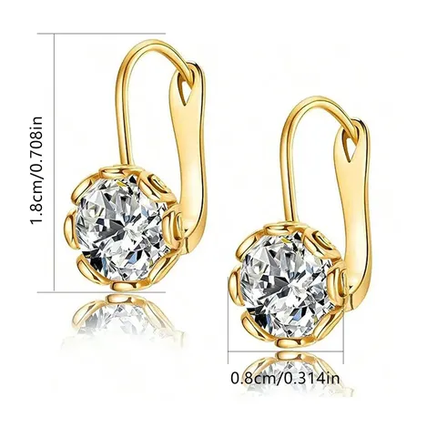 Round Zirconia Ear Buckle Elegant and Generous Ms. Earrings Simple Wind - view 3
