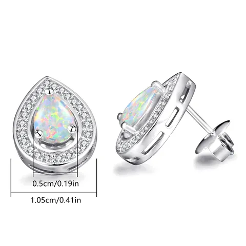 Silver Earrings Shiny Droplets Inlaid Zirconia Earrings Temperament Stars with Models - view 3