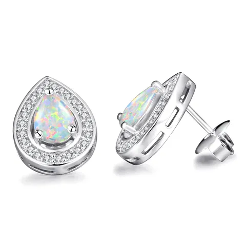 Silver Earrings Shiny Droplets Inlaid Zirconia Earrings Temperament Stars with Models - Plated Brass jewelry made by BlueOne Jewelry
