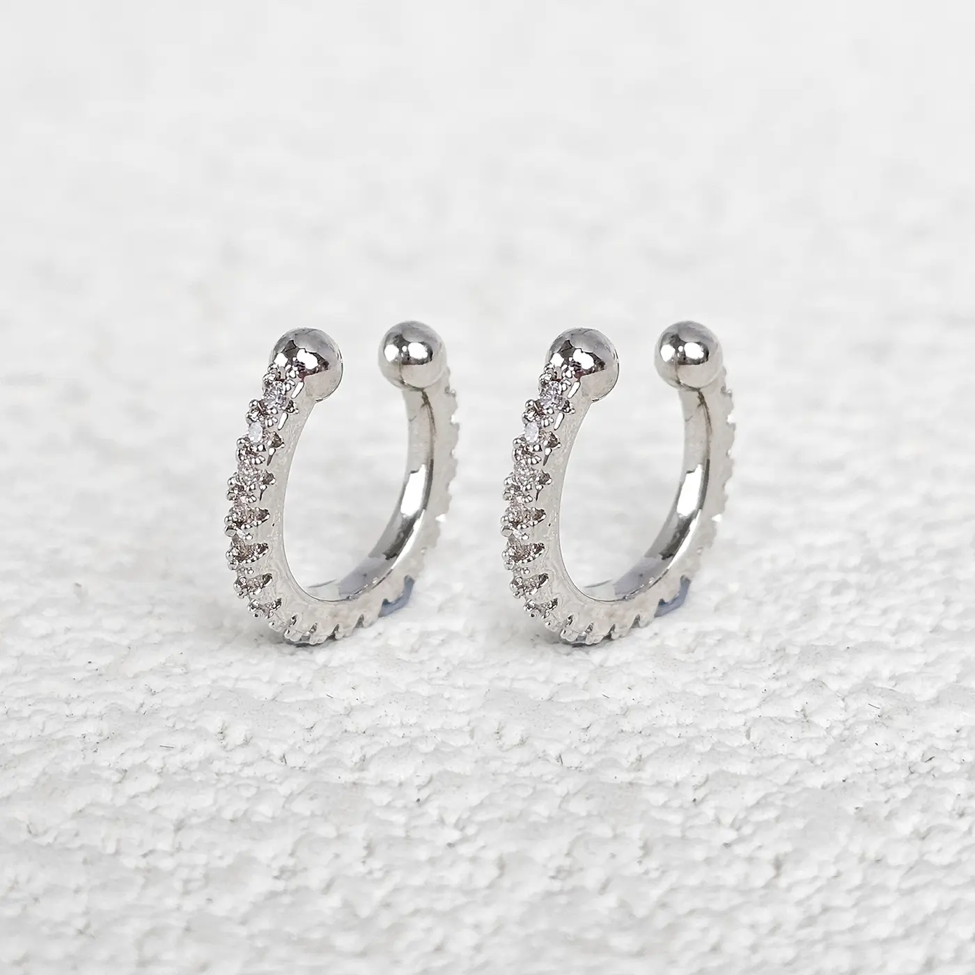 Titanium Steel C Word Full of Diamond Zircon Earrings Simple Ear made by BlueOne Jewelry