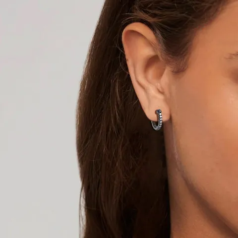 Titanium Steel C Word Inlaid with Diamond Zirconia Earrings Simple Ear - view 2
