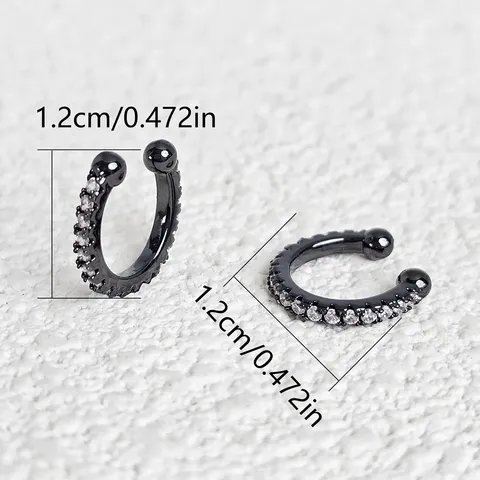 Titanium Steel C Word Inlaid with Diamond Zirconia Earrings Simple Ear - view 3