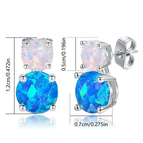 Popular Women’s Opal Blue Opal Round Mini Opal Studs Single Opal Stud Earrings - view 3