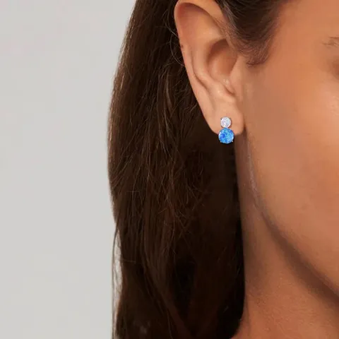 Popular Women’s Opal Blue Opal Round Mini Opal Studs Single Opal Stud Earrings - view 2