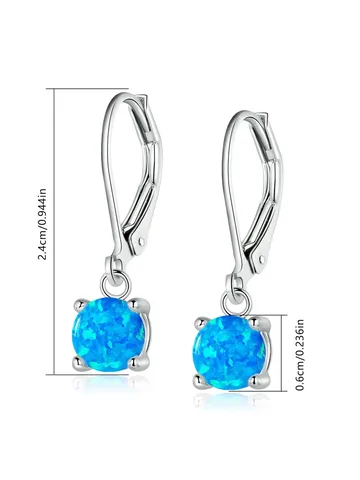 Popular Women’s Opal Blue Opal Round Opal Dangle Earrings Single Opal - view 3