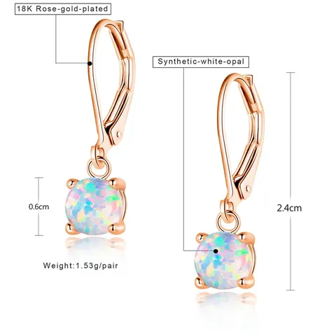 Popular Women’s Opal White Opal Round Opal Dangle Earrings Single Opal - view 3