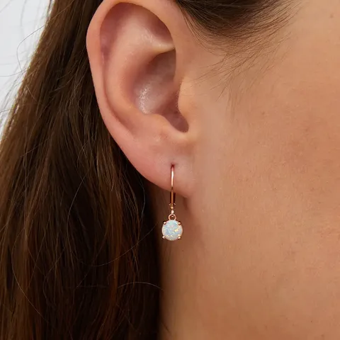 Popular Women’s Opal White Opal Round Opal Dangle Earrings Single Opal - view 2