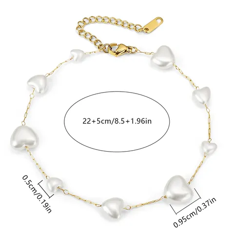 An Elegant and Refined Stainless Steel Pearl Heart-shaped Bracelet Popular in - view 3