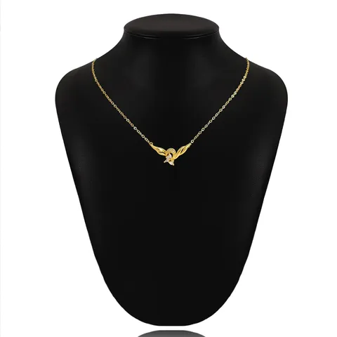 Angel Wings Heart Necklace Gold Plated Cubic Zirconia Necklace for Women - view 2