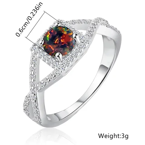 Bag Double Row Diamond Ring Opal Ring Light Luxury Wedding Proposal - view 3