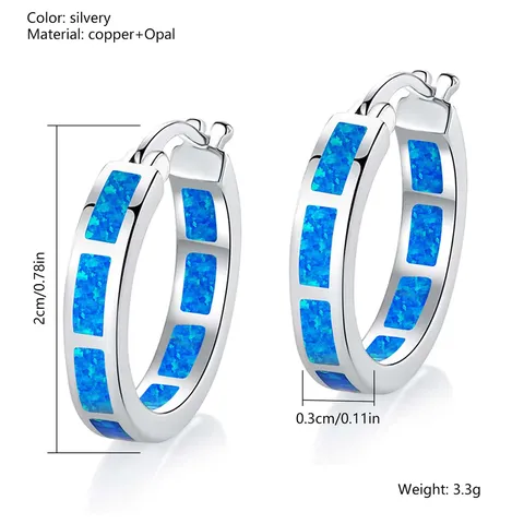 Blue Opal Round Earrings European & American Fashion Unisex Earrings Unique - view 3
