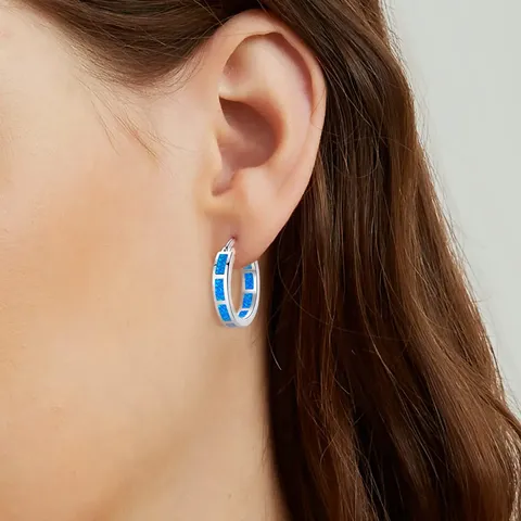 Blue Opal Round Earrings European & American Fashion Unisex Earrings Unique - view 2