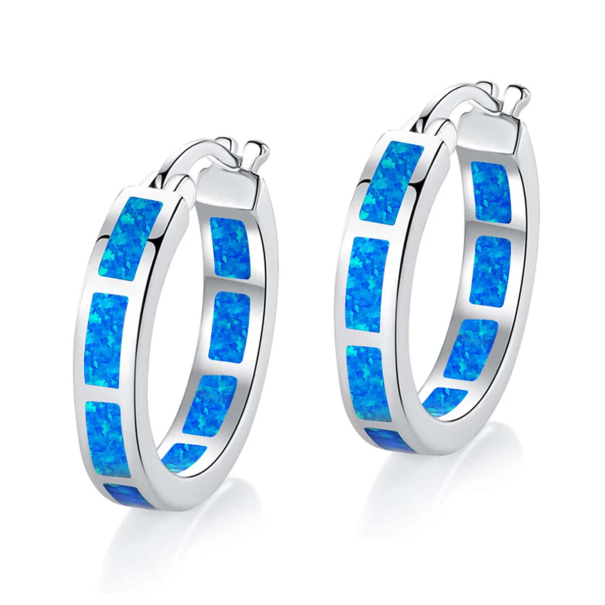 Blue Opal Round Earrings European & American Fashion Unisex Earrings Unique made by BlueOne Jewelry