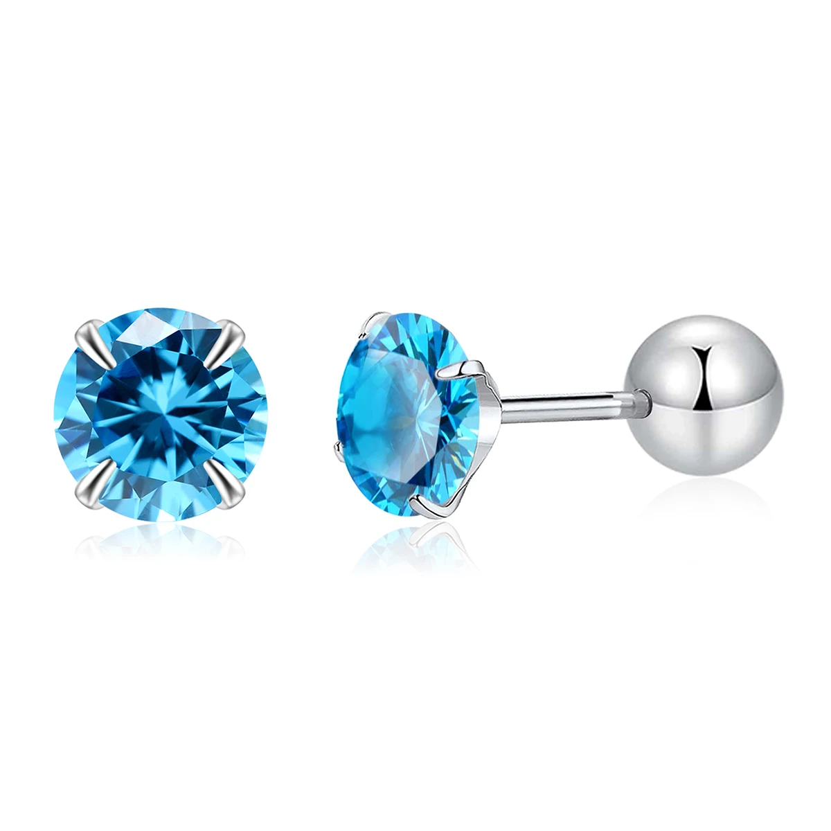 Blue Zircon Ear Stud a Niche Design for Women with a Stud Earrings made by BlueOne Jewelry