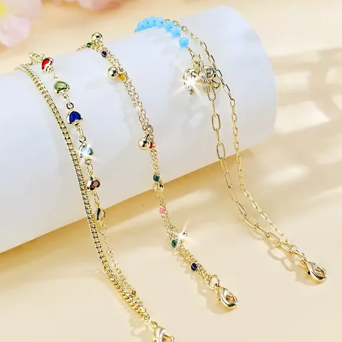 Boho Double Resort Style Bracelet Transfers Beads Small Round Balls - view 3