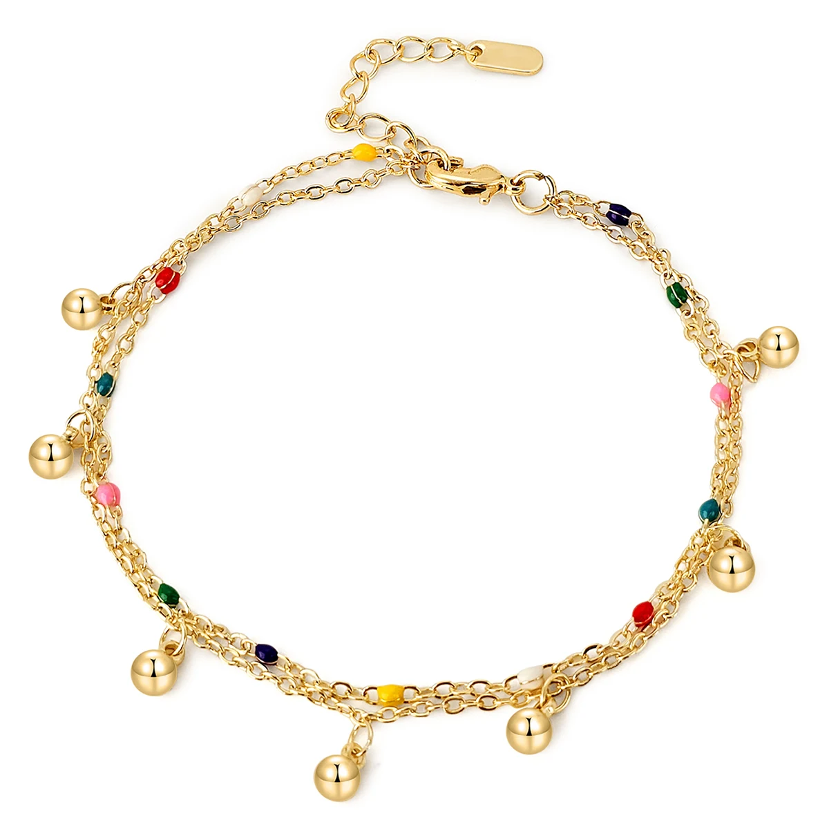 Boho Double Resort Style Bracelet Transfers Beads Small Round Balls made by BlueOne Jewelry