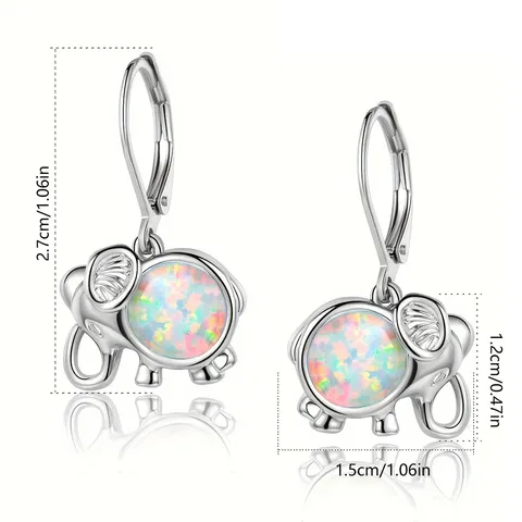 Boho Elephant Earrings Vintage Opal Earrings - view 3