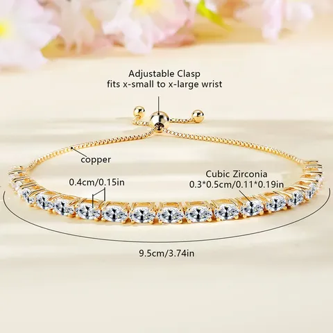 Minimalist Bracelets Women European and American Single Row Zirconia Fashion Adjustable Bracelet - view 3