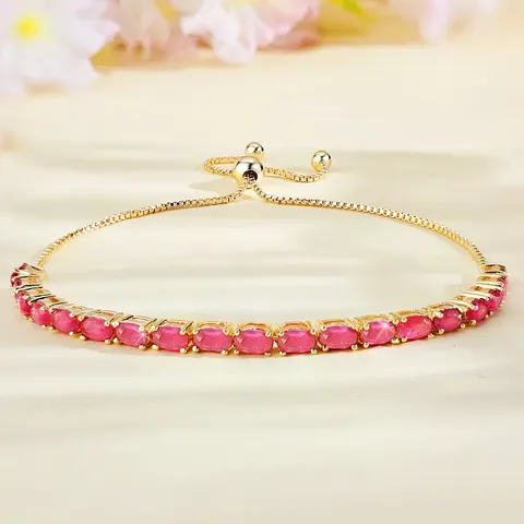 Bracelets Women European and American Single Row Zirconia Fashion Adjustable Bracelet - Style 9211 - Plated Brass jewelry made by BlueOne Jewelry