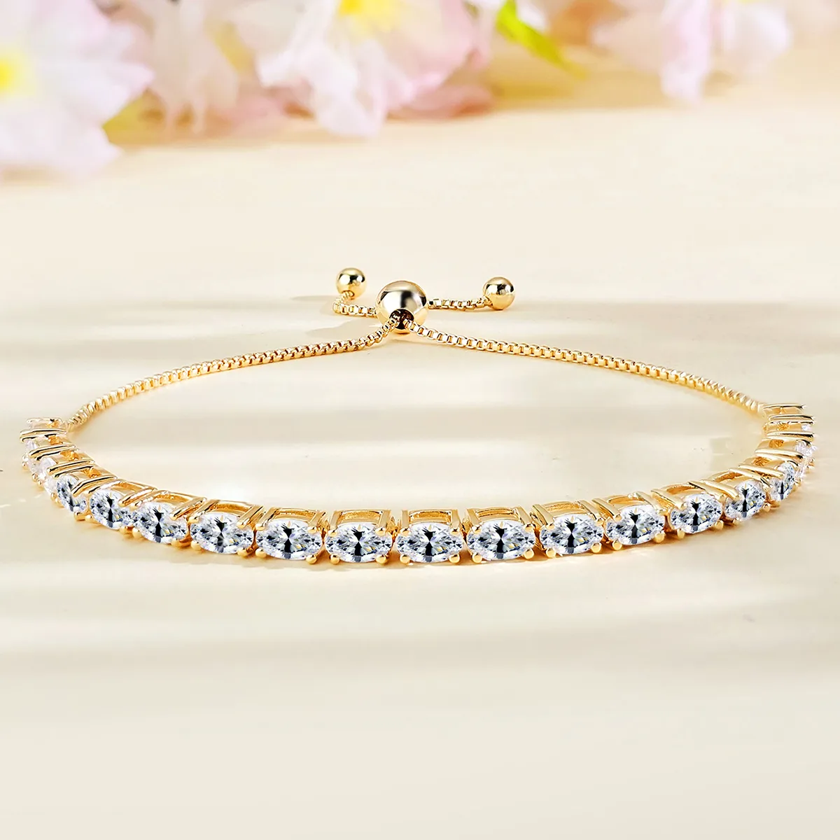 Minimalist Bracelets Women European and American Single Row Zirconia Fashion Adjustable Bracelet made by BlueOne Jewelry