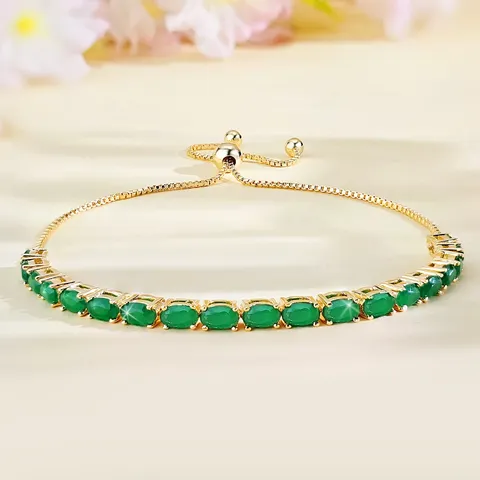 Bracelets Women European and American Single Row Zirconia Fashion Adjustable Bracelet - Style 9201 - Plated Brass jewelry made by BlueOne Jewelry