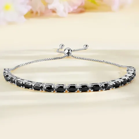 Bracelets Women European and American Single Row Zirconia Fashion Adjustable Bracelet - Style 9254 - Plated Brass jewelry made by BlueOne Jewelry