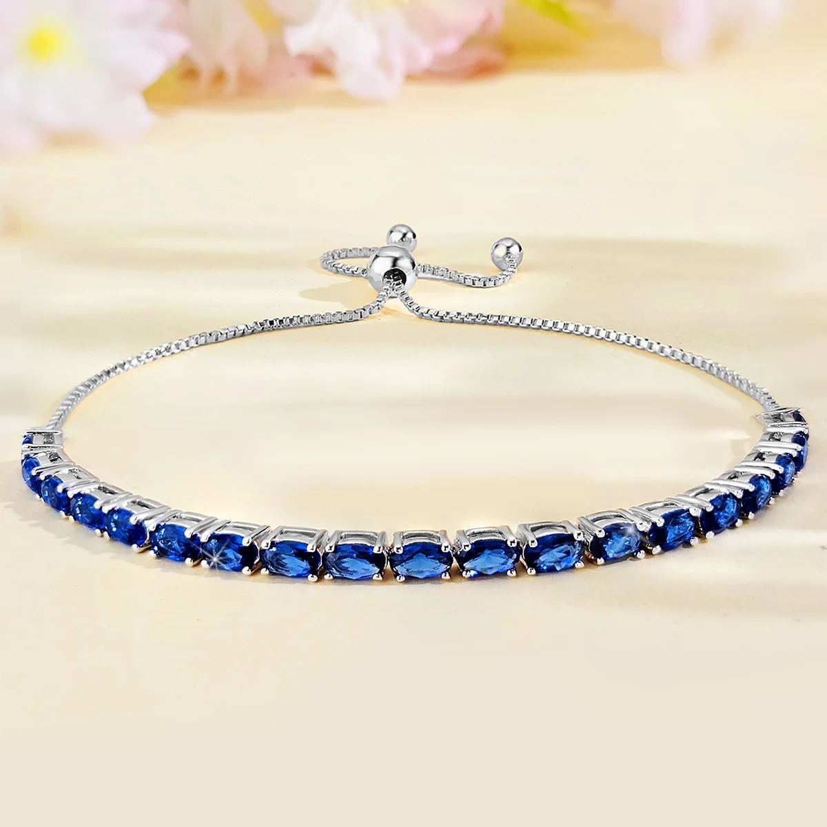 Bracelets Women European and American Single Row Zirconia Fashion Adjustable Bracelet made by BlueOne Jewelry