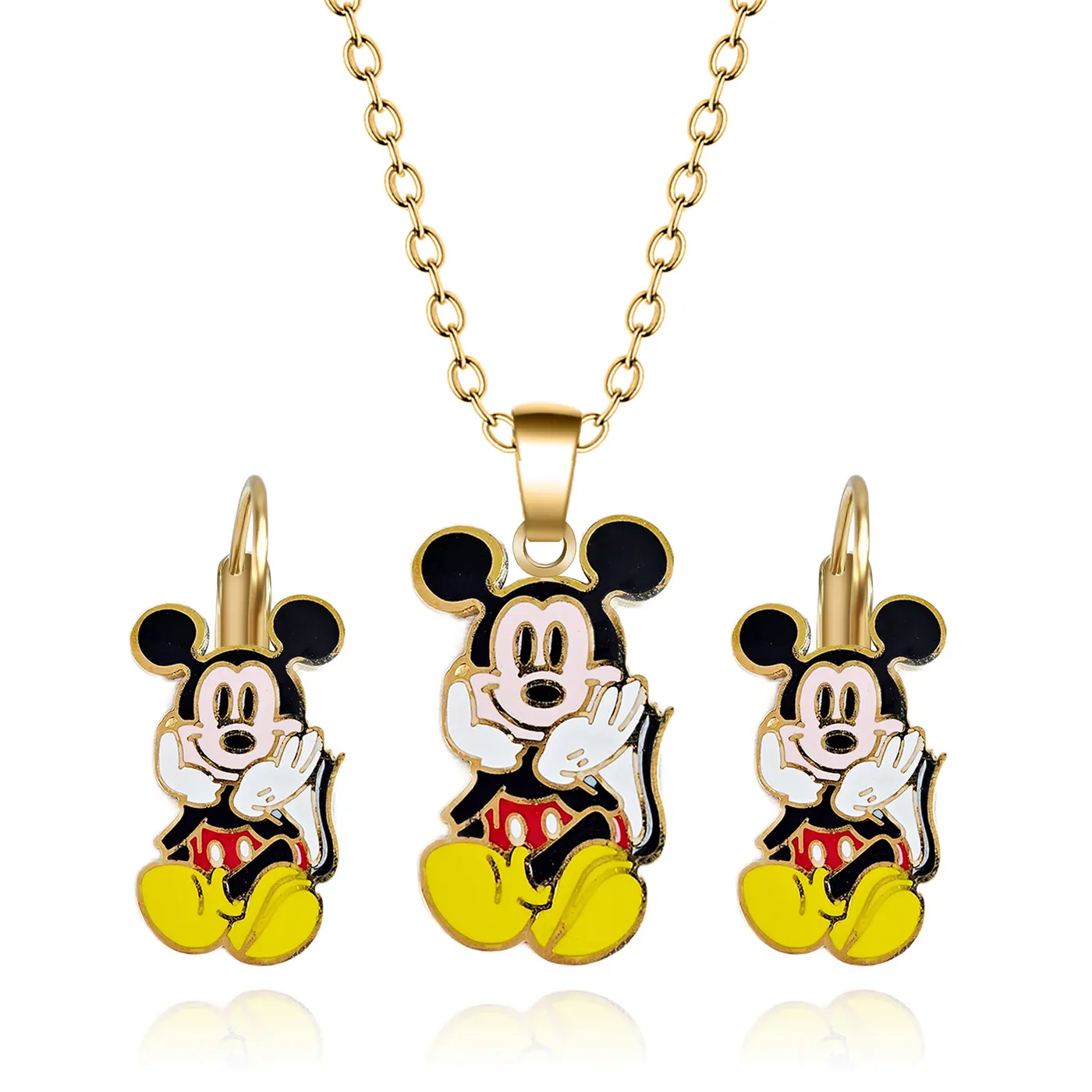 Cartoon Alloy Oil Drip Cartoon Character Necklace & Earrings Set made by BlueOne Jewelry