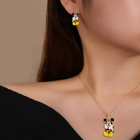 Cartoon Alloy Oil Drip Cartoon Character Necklace & Earrings Set - view 2