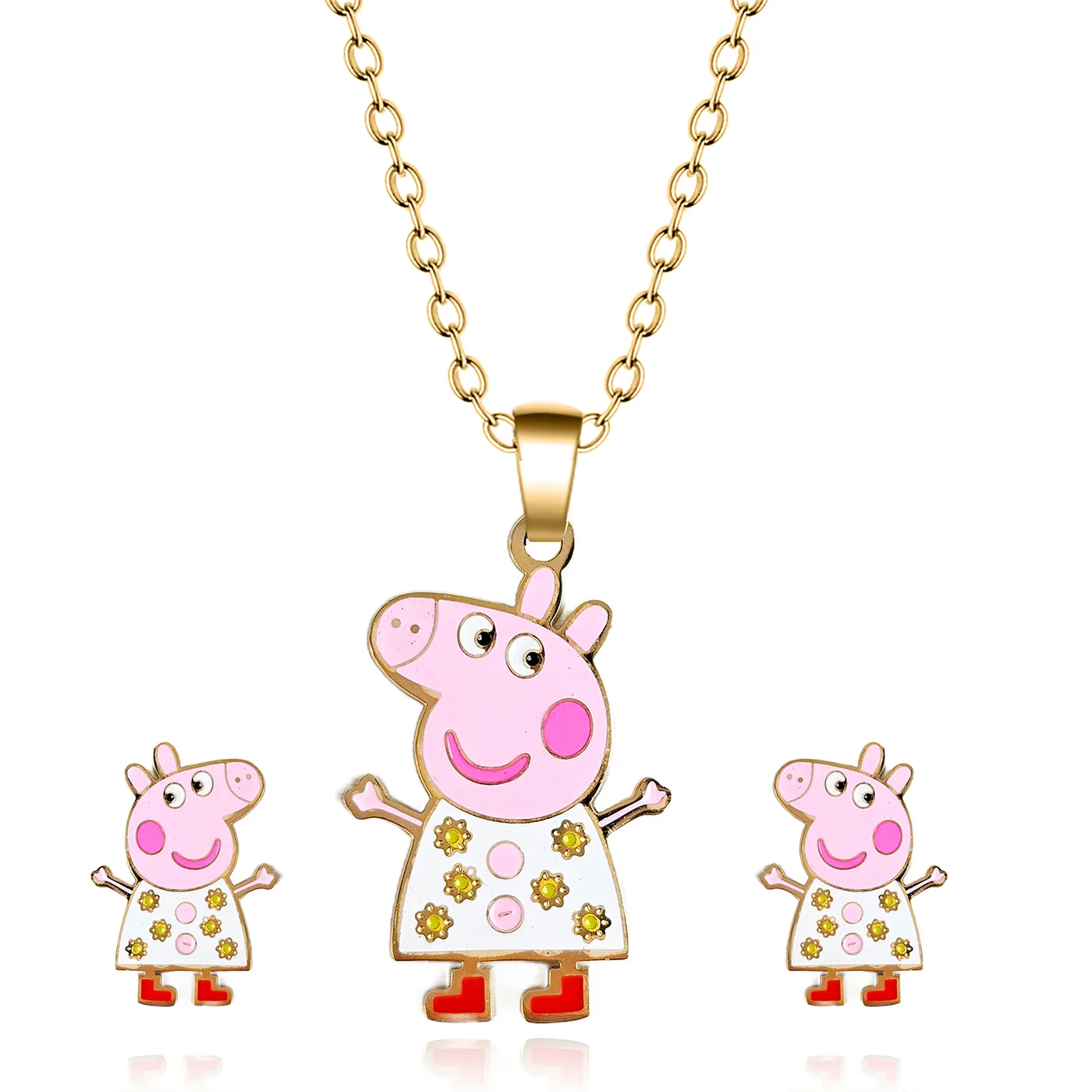 Cartoon Alloy Oil Drops Paige Necklace and Earrings Set made by BlueOne Jewelry