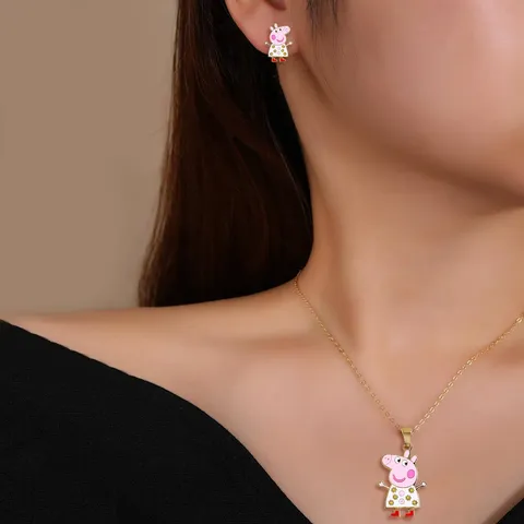Cartoon Alloy Oil Drops Paige Necklace and Earrings Set - view 2