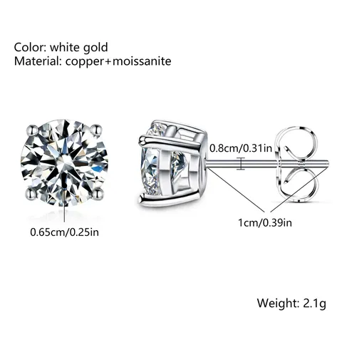 Classic Four-prong Stud Earrings Mossanite Stud Earrings for Women - view 3