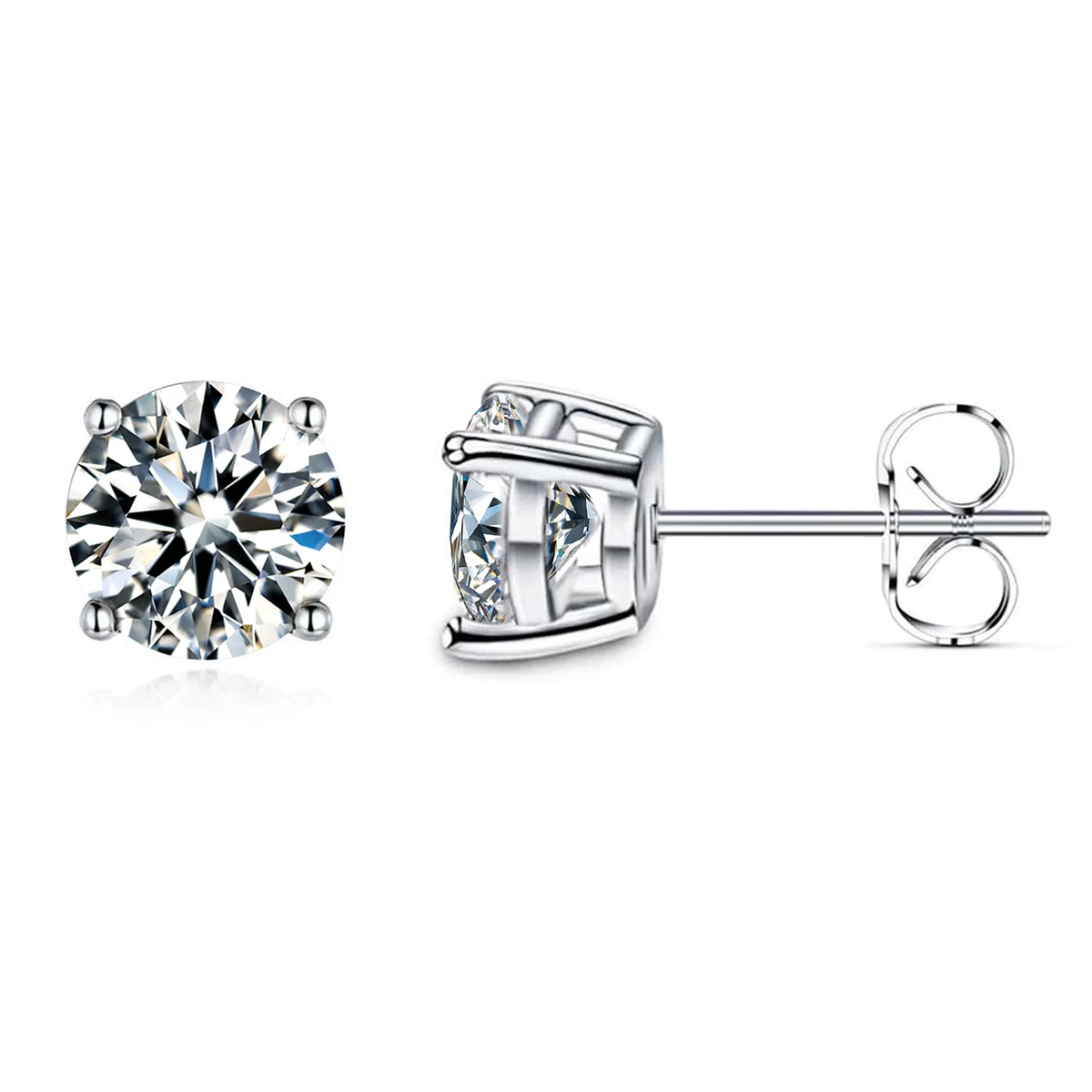Classic Four-prong Stud Earrings Mossanite Stud Earrings for Women made by BlueOne Jewelry