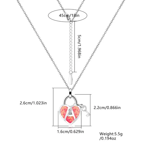 Classic Love Opal Pendant Necklace Women’s Red Necklace Light Luxury Simple - view 3