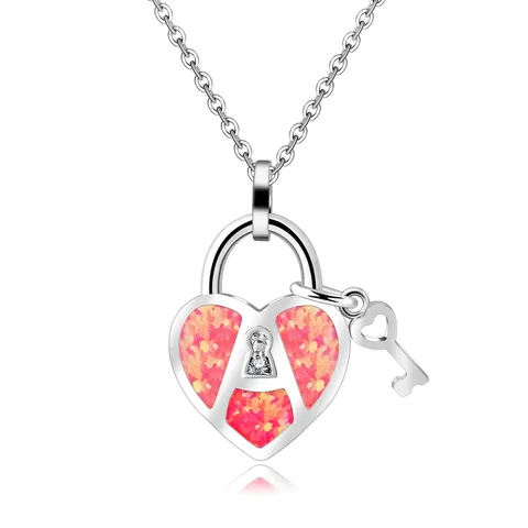 Classic Love Opal Pendant Necklace Women’s Red Necklace Light Luxury Simple - Plated Brass jewelry made by BlueOne Jewelry