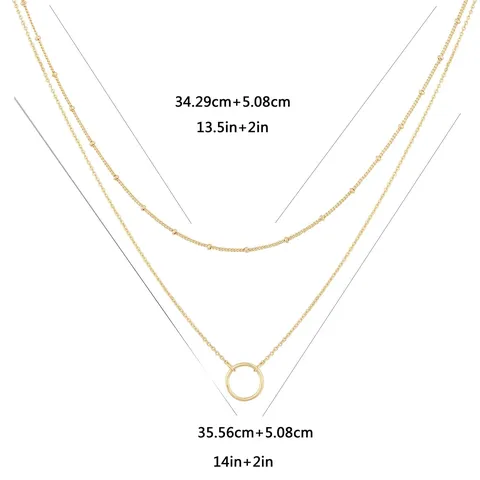 Collarbone Chain Simple Circle Double Layer Necklace Gold Circle Pendant Customized - view 3