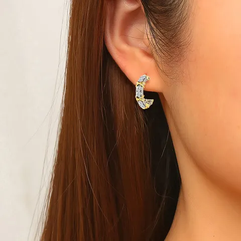 Colorblocking Cross Diamond Earrings Light Luxury Exquisite Niche - view 2