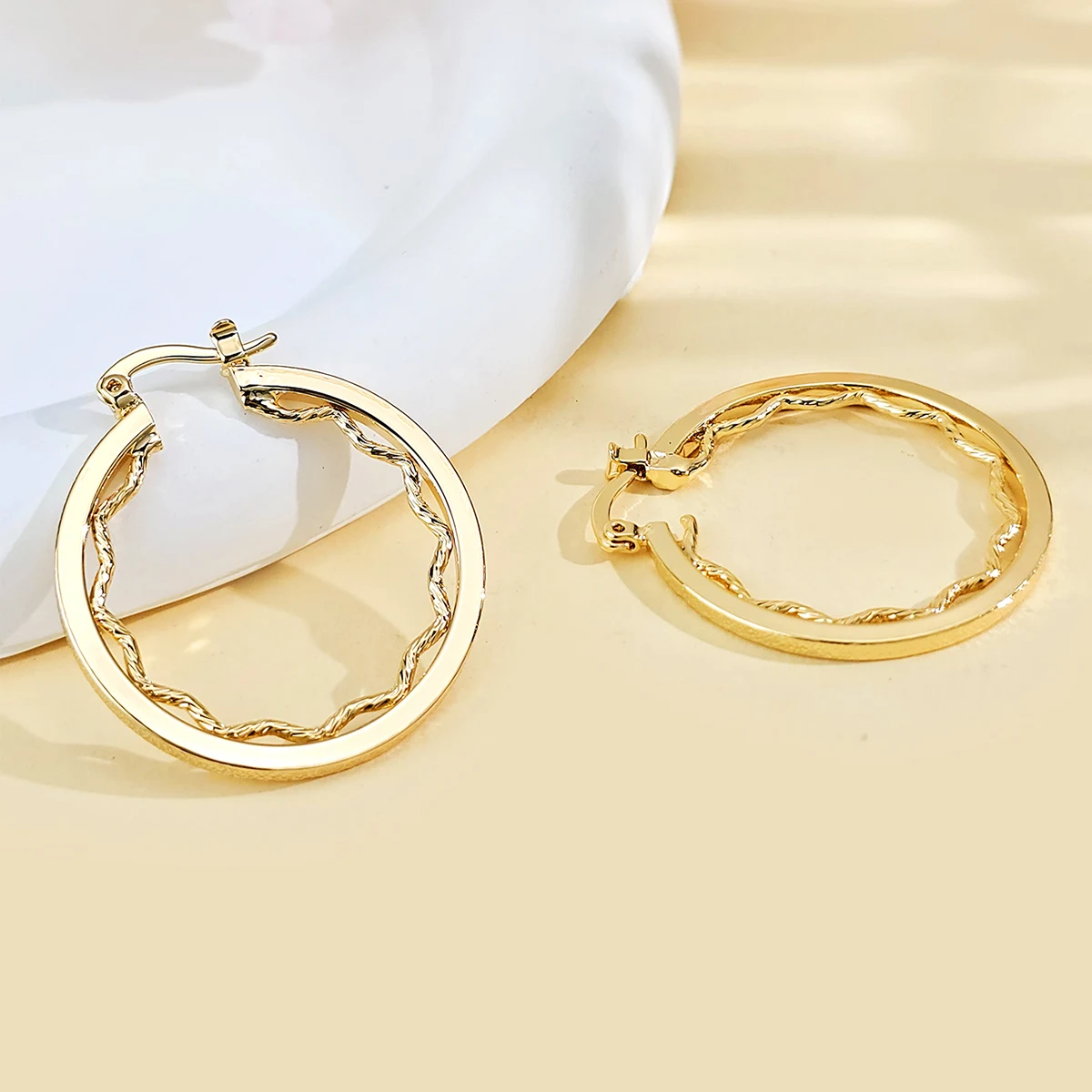 Brass Copper Plated Gold European and American Retro Personalized Exaggerated Earrings Fashion made by BlueOne Jewelry