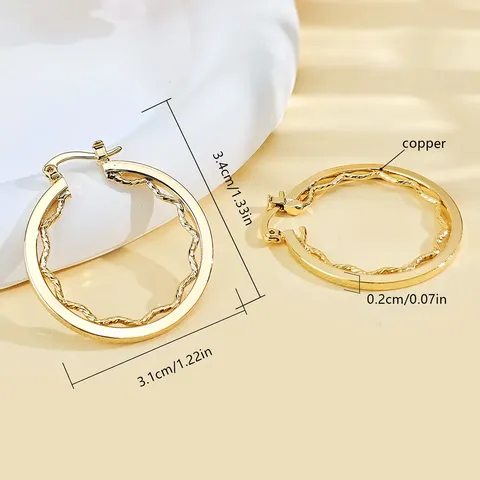 Brass Copper Plated Gold European and American Retro Personalized Exaggerated Earrings Fashion - view 3