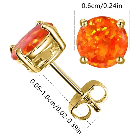 6mm Resin Earrings Copper Plated Real Gold Does Not Lose Color - view 3